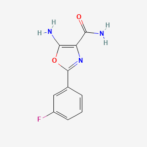 molecular formula C10H8FN3O2 B1440388 5-Amino-2-(3-fluorophenyl)-1,3-oxazole-4-carboxamide CAS No. 1217863-04-1