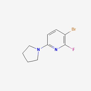 molecular formula C9H10BrFN2 B1440398 3-Bromo-2-fluoro-6-(pyrrolidin-1-yl)pyridine CAS No. 1228666-43-0