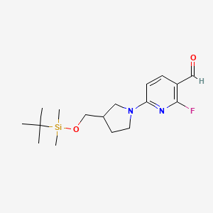 molecular formula C17H27FN2O2Si B1440399 6-(3-((Tert-butyldimethylsilyloxy)methyl)-pyrrolidin-1-YL)-2-fluoronicotinaldehyde CAS No. 1228665-60-8