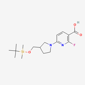 molecular formula C17H27FN2O3Si B1440401 6-(3-((Tert-butyldimethylsilyloxy)methyl)-pyrrolidin-1-YL)-2-fluoronicotinic acid CAS No. 1228666-21-4