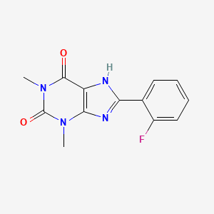 molecular formula C13H11FN4O2 B14404016 8-(2-Fluoro-phenyl)-1,3-dimethyl-3,7-dihydro-purine-2,6-dione CAS No. 85872-56-6