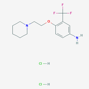 molecular formula C14H21Cl2F3N2O B1440403 4-[2-(1-Piperidinyl)ethoxy]-3-(trifluoromethyl)-phenylamine dihydrochloride CAS No. 1185302-27-5
