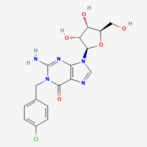 molecular formula C17H18ClN5O5 B14404055 1-[(4-Chlorophenyl)methyl]guanosine CAS No. 88158-17-2