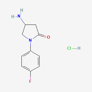 molecular formula C10H12ClFN2O B1440407 4-Amino-1-(4-fluorophenyl)pyrrolidin-2-one hydrochloride CAS No. 1177351-65-3