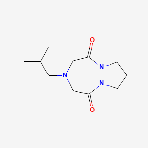 molecular formula C11H19N3O2 B14404222 Tetrahydro-3-(2-methylpropyl)-1H,7H-pyrazolo(1,2-a)(1,2,5)triazepine-1,5(2H)-dione CAS No. 86126-23-0