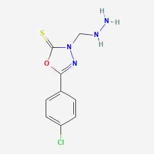 molecular formula C9H9ClN4OS B14404285 5-(4-Chlorophenyl)-3-(hydrazinylmethyl)-1,3,4-oxadiazole-2(3H)-thione CAS No. 84587-08-6