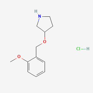 molecular formula C12H18ClNO2 B1440432 3-[(2-Methoxybenzyl)oxy]pyrrolidine hydrochloride CAS No. 1185303-22-3