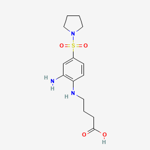 molecular formula C14H21N3O4S B1440442 4-{[2-Amino-4-(pyrrolidin-1-ylsulfonyl)phenyl]amino}butanoic acid CAS No. 1021284-89-8