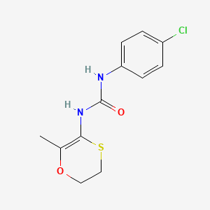 molecular formula C12H13ClN2O2S B14404471 N-(4-Chlorophenyl)-N'-(2-methyl-5,6-dihydro-1,4-oxathiin-3-yl)urea CAS No. 88258-77-9