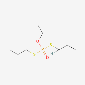molecular formula C9H21O2PS2 B14404594 Phosphorodithioic acid, O-ethyl S-(1-methylpropyl) S-propyl ester CAS No. 86073-16-7