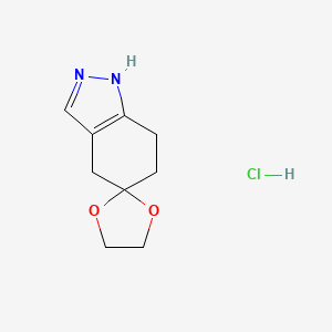 molecular formula C9H13ClN2O2 B1440465 2',4',6',7'-四氢螺[1,3-二氧戊环-2,5'-吲唑]盐酸盐 CAS No. 1185012-60-5
