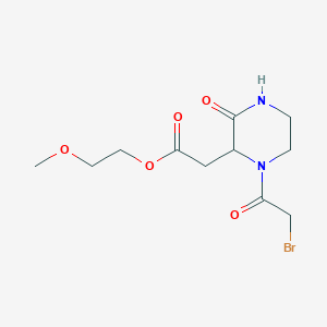 molecular formula C11H17BrN2O5 B1440472 2-Methoxyethyl 2-[1-(2-bromoacetyl)-3-oxo-2-piperazinyl]acetate CAS No. 1219303-05-5