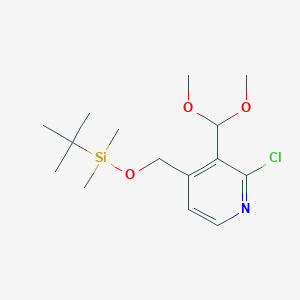 molecular formula C15H26ClNO3Si B1440487 4-((tert-Butyldimethylsilyloxy)methyl)-2-chloro-3-(dimethoxymethyl)pyridine CAS No. 1186310-67-7