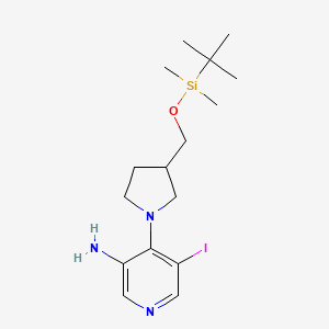 molecular formula C16H28IN3OSi B1440499 4-(3-((Tert-butyldimethylsilyloxy)methyl)-pyrrolidin-1-YL)-5-iodopyridin-3-amine CAS No. 1186311-01-2
