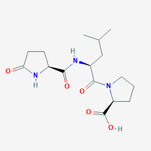 molecular formula C16H25N3O5 B14404991 L-Proline, 1-[N-(5-oxo-L-prolyl)-L-leucyl]- CAS No. 85146-12-9