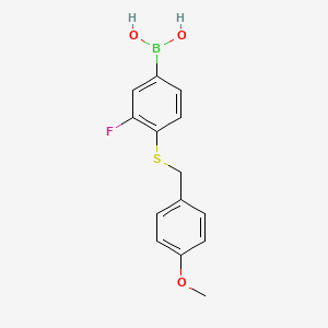 molecular formula C14H14BFO3S B1440515 3-氟-4-(4-甲氧基苄硫基)苯硼酸 CAS No. 1072946-13-4
