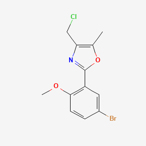 molecular formula C12H11BrClNO2 B1440521 2-(5-Bromo-2-methoxyphenyl)-4-(chloromethyl)-5-methyl-1,3-oxazole CAS No. 1232790-77-0
