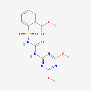molecular formula C14H15N5O7S B144053 Methyl 2-((4,6-dimethoxy-1,3,5-triazin-2-yl)carbamoylsulfamoyl)benzoate CAS No. 74223-63-5