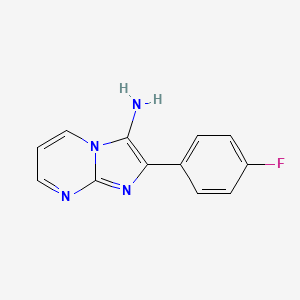 molecular formula C12H9FN4 B1440551 2-(4-Fluorophenyl)imidazo[1,2-a]pyrimidin-3-amine CAS No. 1283108-83-7