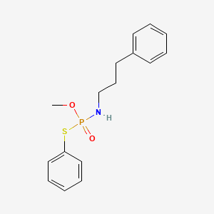 molecular formula C16H20NO2PS B14405531 Phosphoramidothioic acid, phenylpropyl-, O-methyl S-phenyl ester CAS No. 83695-71-0