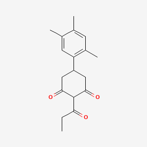 molecular formula C18H22O3 B14405746 2-Propanoyl-5-(2,4,5-trimethylphenyl)cyclohexane-1,3-dione CAS No. 87822-34-2