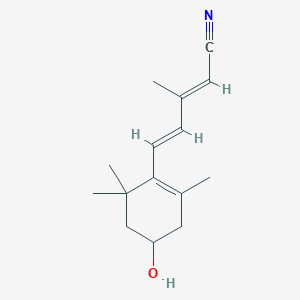 molecular formula C15H21NO B144058 (2E,4E)-3-Methyl-5-(4-hydroxy-2,6,6-trimethyl-1-cyclohexen-1-yl)-2,4-pentadienenitrile CAS No. 178938-94-8