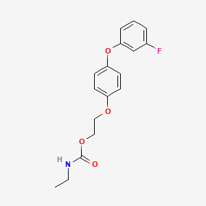 molecular formula C17H18FNO4 B14405804 Carbamic acid, ethyl-, 2-(4-(3-fluorophenoxy)phenoxy)ethyl ester CAS No. 85983-12-6