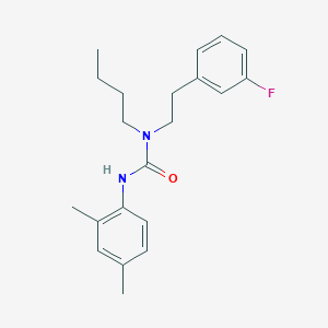 molecular formula C21H27FN2O B14406175 N-Butyl-N'-(2,4-dimethylphenyl)-N-[2-(3-fluorophenyl)ethyl]urea CAS No. 88451-48-3