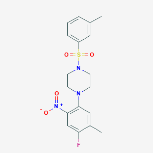 molecular formula C18H20FN3O4S B1440622 1-(4-Fluoro-5-methyl-2-nitrophenyl)-4-[(3-methylbenzene)sulfonyl]piperazine CAS No. 1262222-59-2