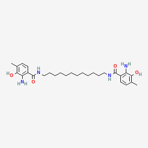 molecular formula C28H42N4O4 B14406288 N,N'-(Dodecane-1,12-diyl)bis(2-amino-3-hydroxy-4-methylbenzamide) CAS No. 85513-34-4