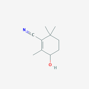 molecular formula C10H15NO B144066 3-Hydroxy-2,6,6-trimethyl-1-cyclohexene-1-carbonitrile CAS No. 145106-79-2