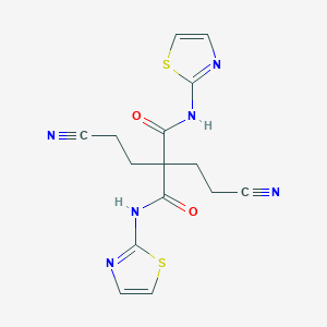 molecular formula C15H14N6O2S2 B14406616 2,2-Bis(2-cyanoethyl)-N~1~,N~3~-bis(1,3-thiazol-2-yl)propanediamide CAS No. 88321-28-2