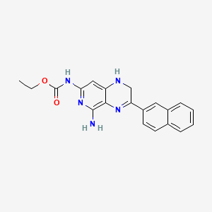 molecular formula C20H19N5O2 B14406753 Carbamic acid, (5-amino-1,2-dihydro-3-(2-naphthalenyl)pyrido(3,4-b)pyrazin-7-yl)-, ethyl ester CAS No. 83269-07-2