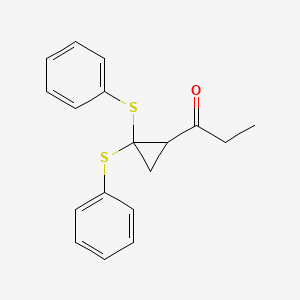 molecular formula C18H18OS2 B14406787 1-[2,2-Bis(phenylsulfanyl)cyclopropyl]propan-1-one CAS No. 83300-59-8