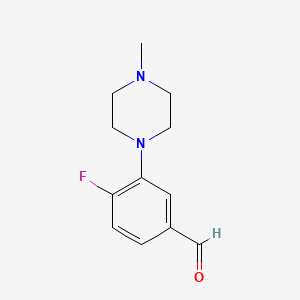 molecular formula C12H15FN2O B1440681 4-Fluoro-3-(4-methyl-1-piperazinyl)benzaldehyde CAS No. 1197193-16-0