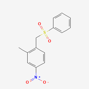 molecular formula C14H13NO4S B14407150 Benzene, 2-methyl-4-nitro-1-[(phenylsulfonyl)methyl]- CAS No. 86434-26-6