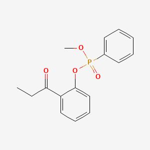 molecular formula C16H17O4P B14407494 Methyl 2-propanoylphenyl phenylphosphonate CAS No. 85470-74-2