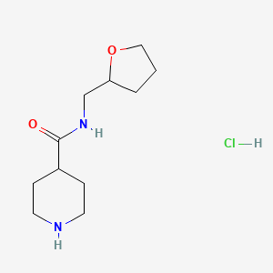 molecular formula C11H21ClN2O2 B1440752 N-(tetrahydrofuran-2-ylmethyl)piperidine-4-carboxamide hydrochloride CAS No. 1220019-80-6