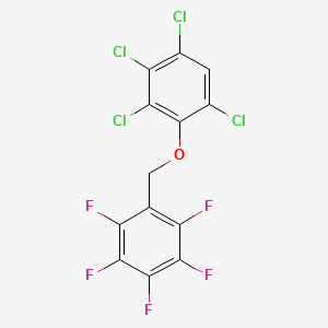 molecular formula C13H3Cl4F5O B14407670 Benzene, 1,2,3,4,5-pentafluoro-6-((2,3,4,6-tetrachlorophenoxy)methyl)- CAS No. 87002-09-3