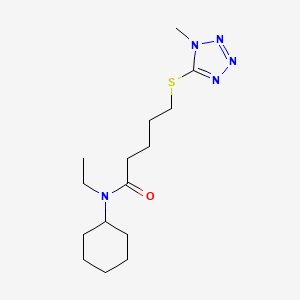 molecular formula C15H27N5OS B14407699 Pentanamide, N-cyclohexyl-N-ethyl-5-((1-methyl-1H-tetrazol-5-yl)thio)- CAS No. 80472-73-7