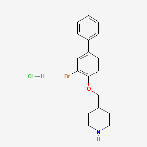 molecular formula C18H21BrClNO B1440782 4-{[(3-Bromo[1,1'-biphenyl]-4-yl)oxy]-methyl}piperidine hydrochloride CAS No. 1220018-05-2