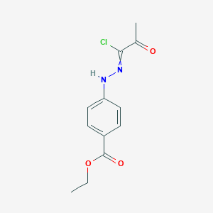 molecular formula C12H13ClN2O3 B14407864 Benzoic acid, 4-[(1-chloro-2-oxopropylidene)hydrazino]-, ethyl ester CAS No. 83323-14-2
