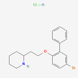 molecular formula C19H23BrClNO B1440787 2-{2-[(5-Bromo[1,1'-biphenyl]-2-yl)oxy]-ethyl}piperidine hydrochloride CAS No. 1219963-90-2