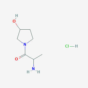 molecular formula C7H15ClN2O2 B1440804 2-Amino-1-(3-hydroxy-1-pyrrolidinyl)-1-propanone hydrochloride CAS No. 1236260-62-0