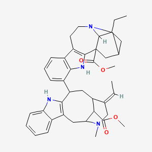 molecular formula C42H50N4O4 B14408119 Ibogamine-18-carboxylic acid, 14-((3alpha)-17-methoxy-17-oxovobasan-3-yl)-, methyl ester CAS No. 80981-95-9