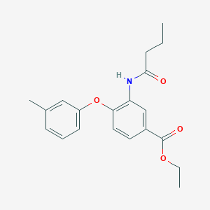 molecular formula C20H23NO4 B14408405 Ethyl 3-butanamido-4-(3-methylphenoxy)benzoate CAS No. 81401-54-9