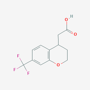 molecular formula C12H11F3O3 B1440847 2-(7-(Trifluoromethyl)chroman-4-yl)acetic acid CAS No. 1121583-64-9
