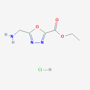 molecular formula C6H10ClN3O3 B1440855 Ethyl 5-(aminomethyl)-1,3,4-oxadiazole-2-carboxylate hydrochloride CAS No. 652158-84-4