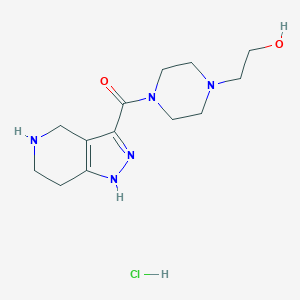 molecular formula C13H22ClN5O2 B1440858 (4-(2-Hydroxyethyl)piperazin-1-yl)(4,5,6,7-tetrahydro-1H-pyrazolo[4,3-c]pyridin-3-yl)methanone hydrochloride CAS No. 1220027-27-9
