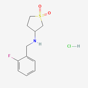 molecular formula C11H15ClFNO2S B1440866 3-{[(2-Fluorophenyl)methyl]amino}-1$l^{6}-thiolane-1,1-dione hydrochloride CAS No. 1365965-61-2